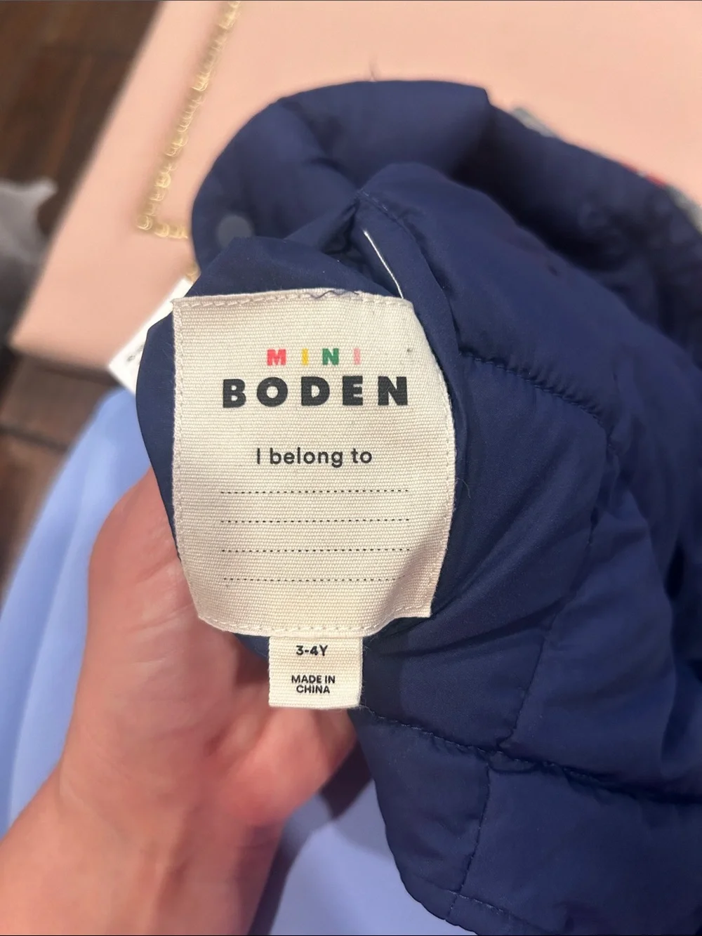 Mini Boden Reversible Navy Quilted Puffer Jacket